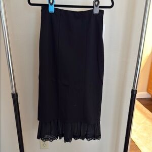 A New Day Black Midi Pencil Skirt with Ruffled Detail